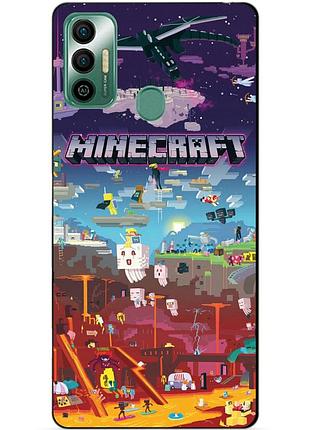 Силиконовый бампер чехол для tecno spark 7 с игрой minecraft