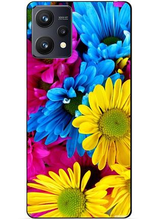 Силиконовый чехол бампер для realme 9 / 9 pro plus с рисунком хризантемы
