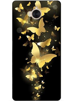 Чохол силіконовий для huawei y5 2017 з малюнком золоті метелики