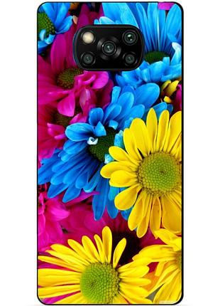 Силиконовый бампер чехол для xiaomi poco x3 с рисунком хризантемы