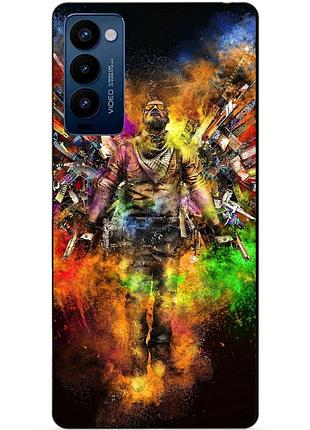 Силиконовий бампер чехол для tecno camon 18p з картинкою воїн