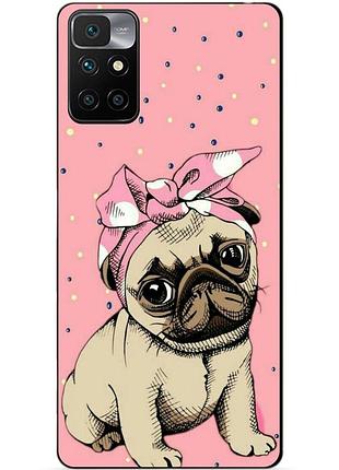 Силиконовый бампер чехол для xiaomi redmi note 11 с рисунком мопс