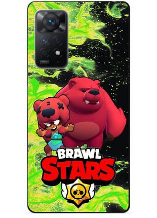 Силіконовий бампер чохол для xiaomi redmi note 11 pro з героєм бравл силова ліга нокаут ніта ведмедик