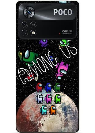Силиконовый бампер чехол для xiaomi poco x4 pro 5g с рисунком амонг ас