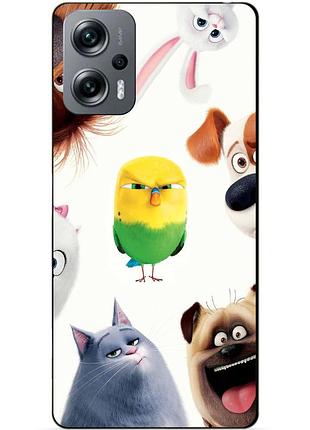 Силиконовый бампер чехол для xiaomi poco x4 gt с рисунком тайная жизнь домашних животных