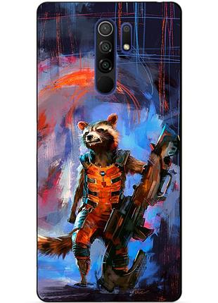 Силіконовий бампер чохол для xiaomi redmi 9 з малюнком реактивний єнот