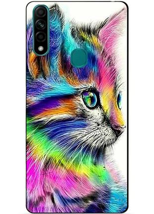 Силиконовый бампер чехол для oppo a31 с рисунком акварельный котик