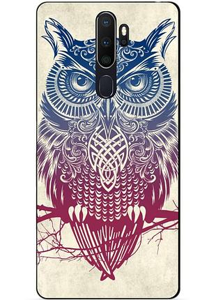 Силиконовый бампер чехол для oppo a5 2020 с рисунком сова
