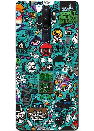 Силиконовый бампер чехол для oppo a5 2020 с рисунком стикеры