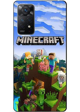 Силиконовый бампер чехол для xiaomi redmi note 11 pro с рисунком minecraft