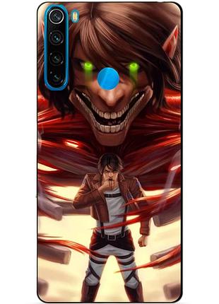 Силиконовый бампер чехол для xiaomi redmi note 8 с аниме attack on titan