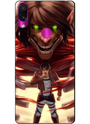 Силіконовий бампер чохол для xiaomi redmi note 7 з аніме attack on titan