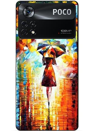 Силиконовый бампер чехол для xiaomi poco x4 pro 5g с рисунком прогулка