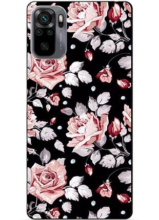 Силиконовый бампер чехол для xiaomi redmi note 10s / note 10 с рисунком розы