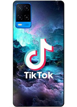 Силиконовый бампер чехол для oppo a54 с рисунком tik tok