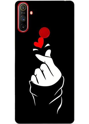 Силиконовый чехол бампер для realme c3 с рисунком знак любви