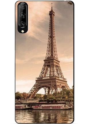 Силиконовый чехол бампер для huawei p smart pro с рисунком париж