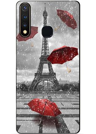 Силиконовый бампер чехол для vivo y19 с рисунком эйфелева башня