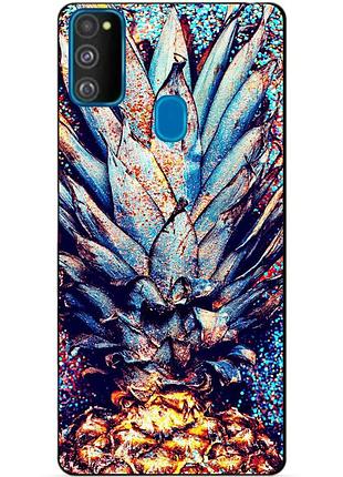 Силіконовий бампер чохол для samsung m21 galaxy m215f з малюнком ананас