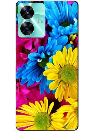 Силиконовый чехол бампер для realme c55 с рисунком хризантемы цветы