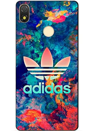 Силиконовый бампер чехол для tecno pop 3 с рисунком adidas