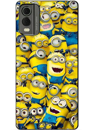Силиконовый чехол бампер для nokia c32 с рисунком миньоны minion