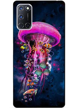 Силиконовый бампер чехол для oppo a72 с рисунком медуза