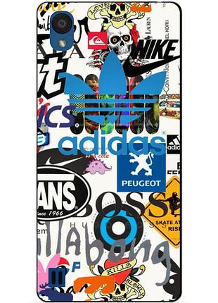 Силиконовый бампер чехол для zte blade a5 с рисунком стикеры adidas