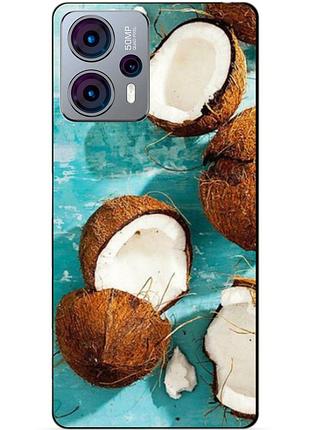 Силиконовый чехол бампер для motorola moto g23 с рисунком кокосы