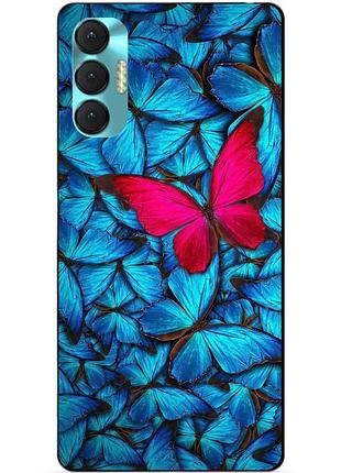 Силиконовый бампер чехол для tecno spark 8p с рисунком мотыльки
