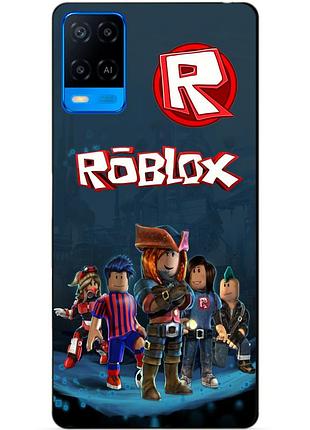 Силиконовый бампер чехол для oppo a54 с рисунком roblox