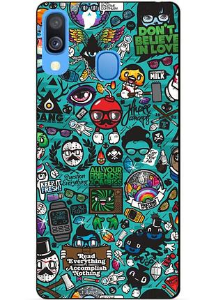 Бампер силиконовый чехол для samsung a40 с рисунком стикеры