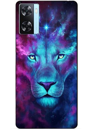 Силиконовый бампер чехол для oppo a57s с рисунком космический лев