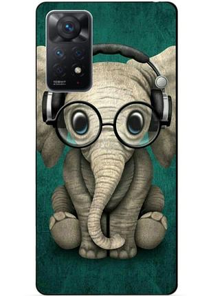 Силиконовый бампер чехол для xiaomi redmi note 11 pro с картинкой слоник
