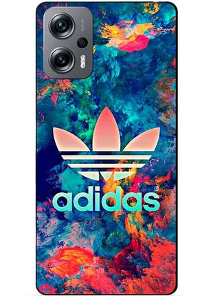 Силиконовый бампер чехол для xiaomi poco x4 gt с рисунком адидас
