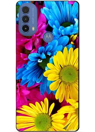 Силиконовый чехол бампер для motorola moto e20 с рисунком хризантемы цветы