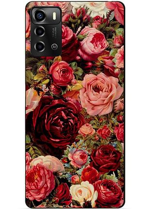 Силіконовий бампер чохол для zte blade a72 з малюнком червоні троянди