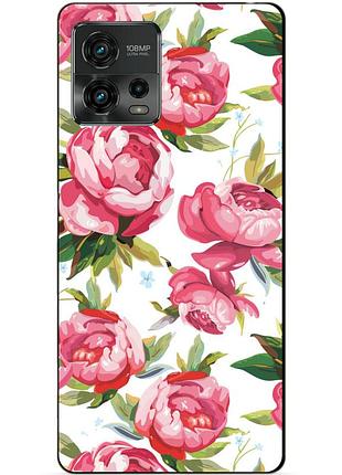 Силіконовий чохол бампер для motorola moto g72 з малюнком півонії квіти