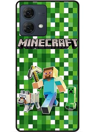 Силіконовий чохол бампер для motorola moto g84 стів minecraft кріпер майнкрафт