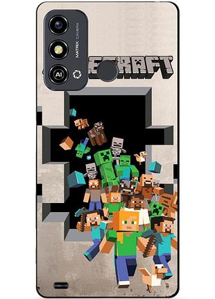 Силиконовый чехол бампер для zte blade a53 с картинкой minecraft майнкрафт