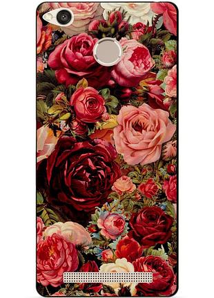 Бампер силіконовий чохол для xiaomi redmi 3s 3 pro з малюнком червоні троянди