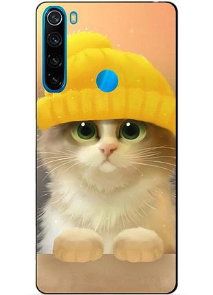 Чохол силіконовий для xiaomi redmi note 8 з малюнком котик в шапці