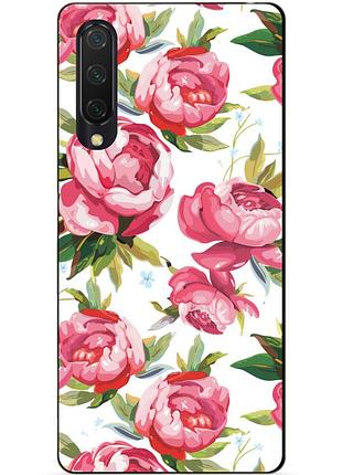 Силиконовый бампер чехол для xiaomi mi 9 lite с рисунком пионы
