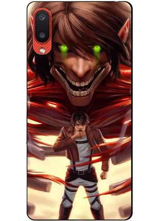 Силиконовый бампер чехол для samsung a02 galaxy a022 с аниме attack on titan