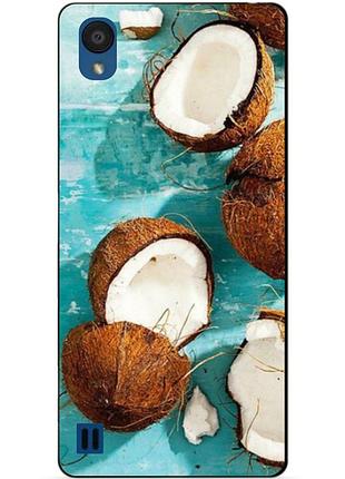 Силиконовый бампер чехол для zte blade a5 с рисунком кокосы