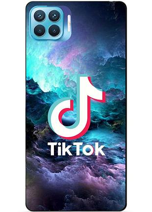 Силиконовый бампер чехол для oppo reno 4 lite с рисунком tik tok