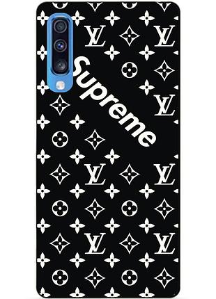 Силиконовый чехол бампер для samsung a70 с рисунком supreme lv