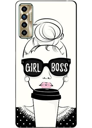 Силиконовый бампер чехол для tecno camon 17p с рисунком girl boss
