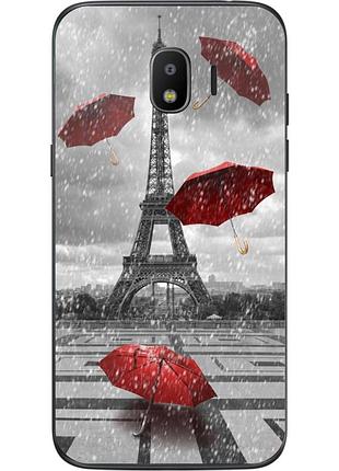 Силиконовый бампер для samsung j4 galaxy j400 с рисунком дождь в париже