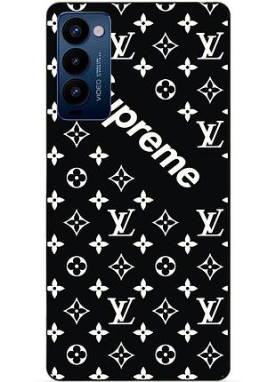Силиконовий бампер чехол для tecno camon 18p з картинкою supreme